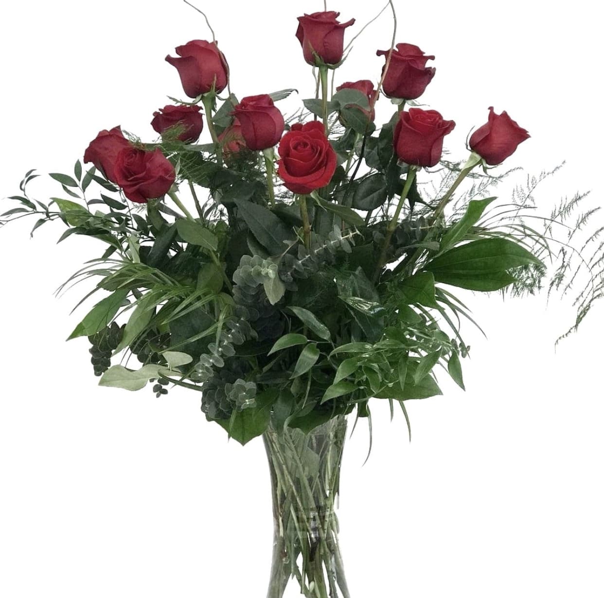 12 Roses with Greenery in Florence, AL Dean's Florist