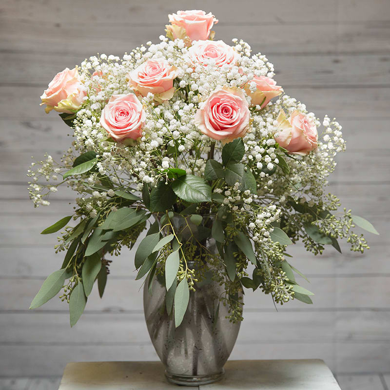 1 Dozen Roses in vase in Branford, CT Cynthia's Flower Shop