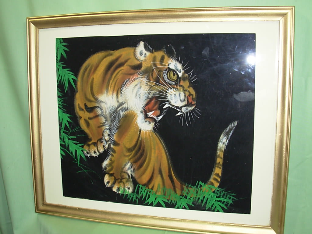 Tiger Painting On Silk New G68 By Newton S Greenhouse And Florist