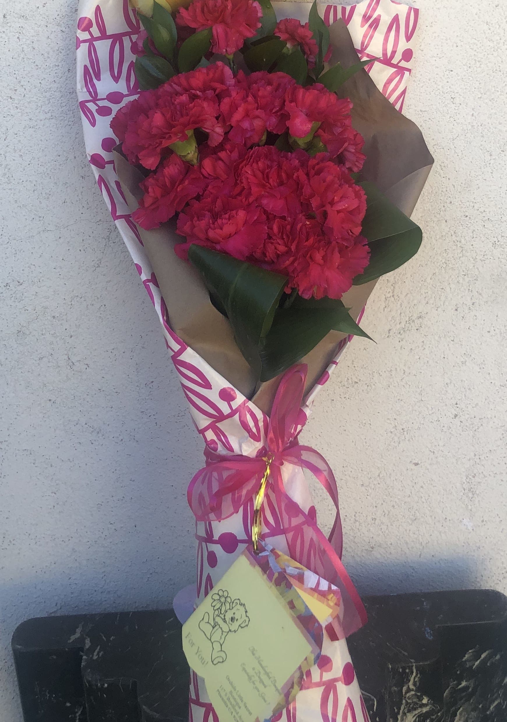 18 Pink Carnations Bouquet Hand Wrapped in Placentia, CA Orchids