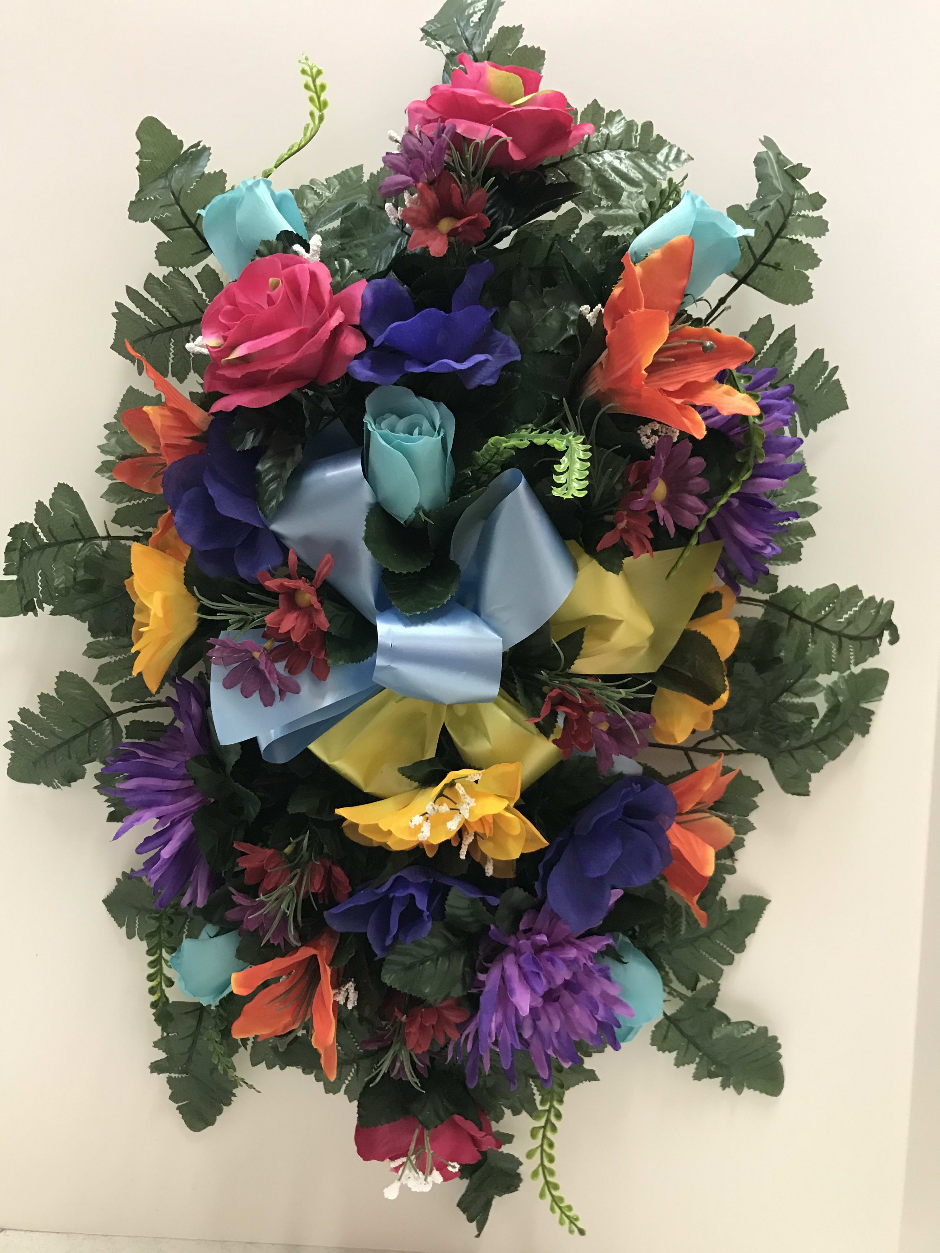 Silk Memorial Saddle/Spray B in Christiansburg, VA Angle Florist, Inc.