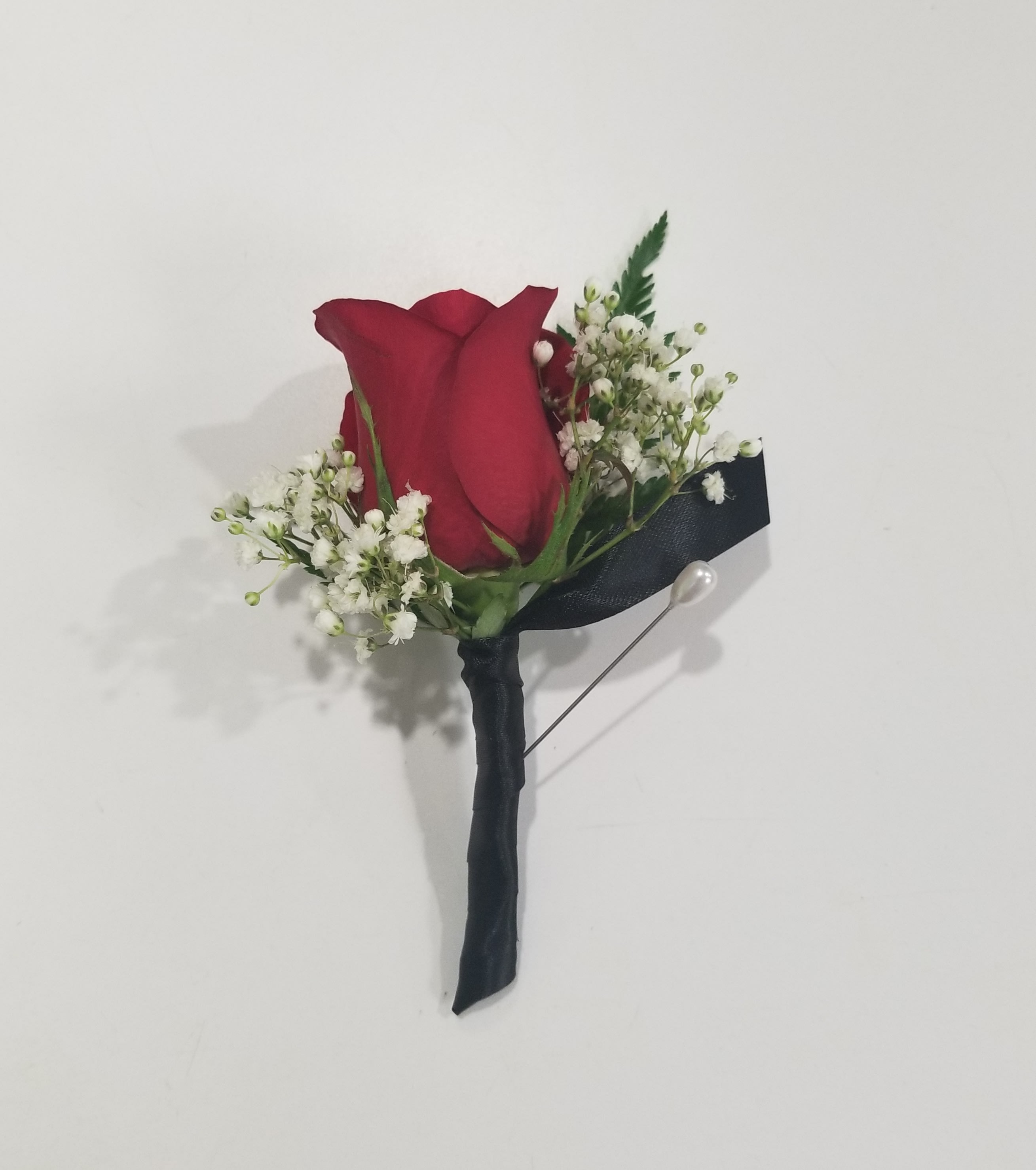 Red Rose Boutonniere with Black Wrap in Philadelphia, PA ...