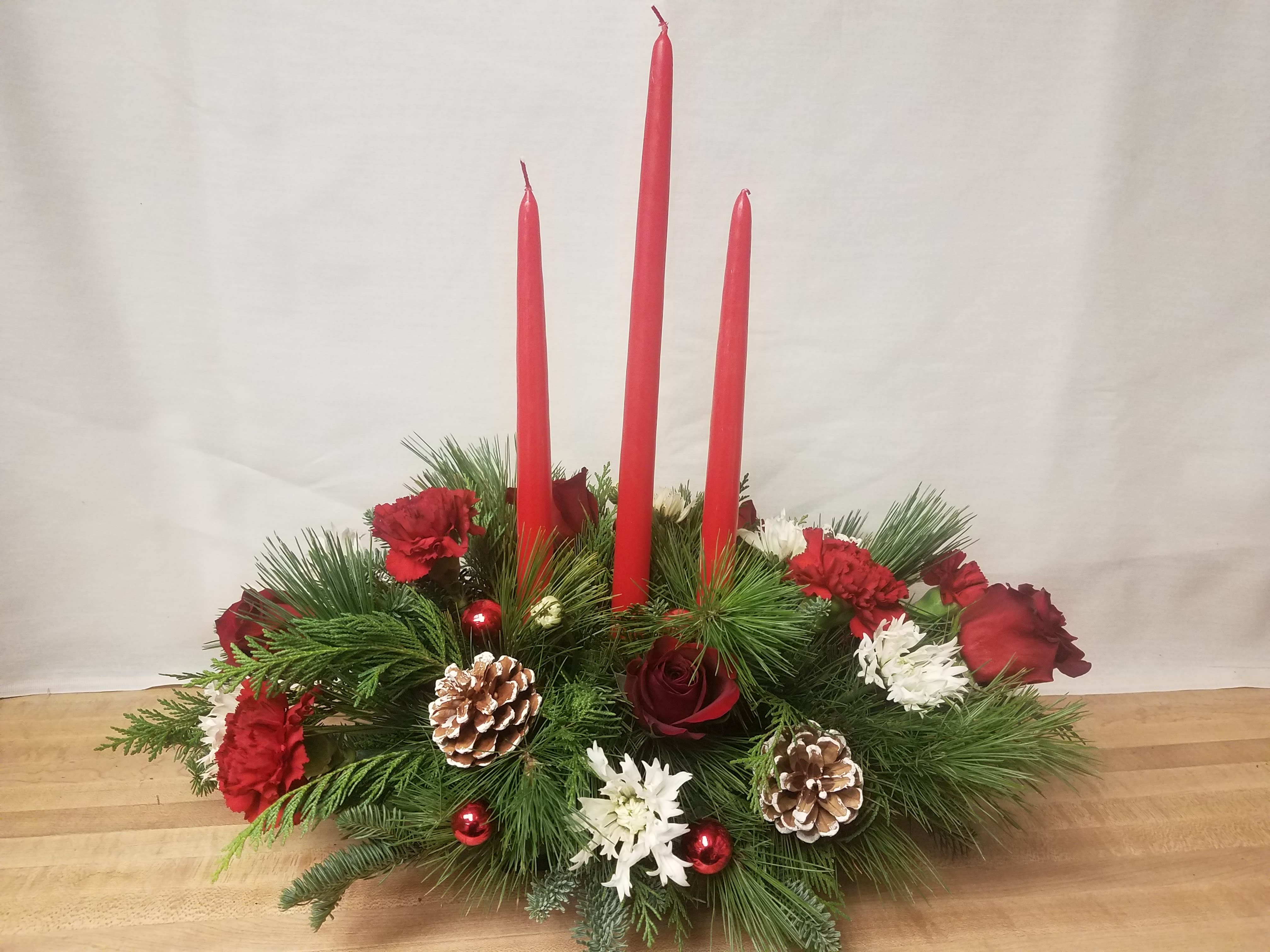 3 Candle Centerpiece By Flowers By Us
