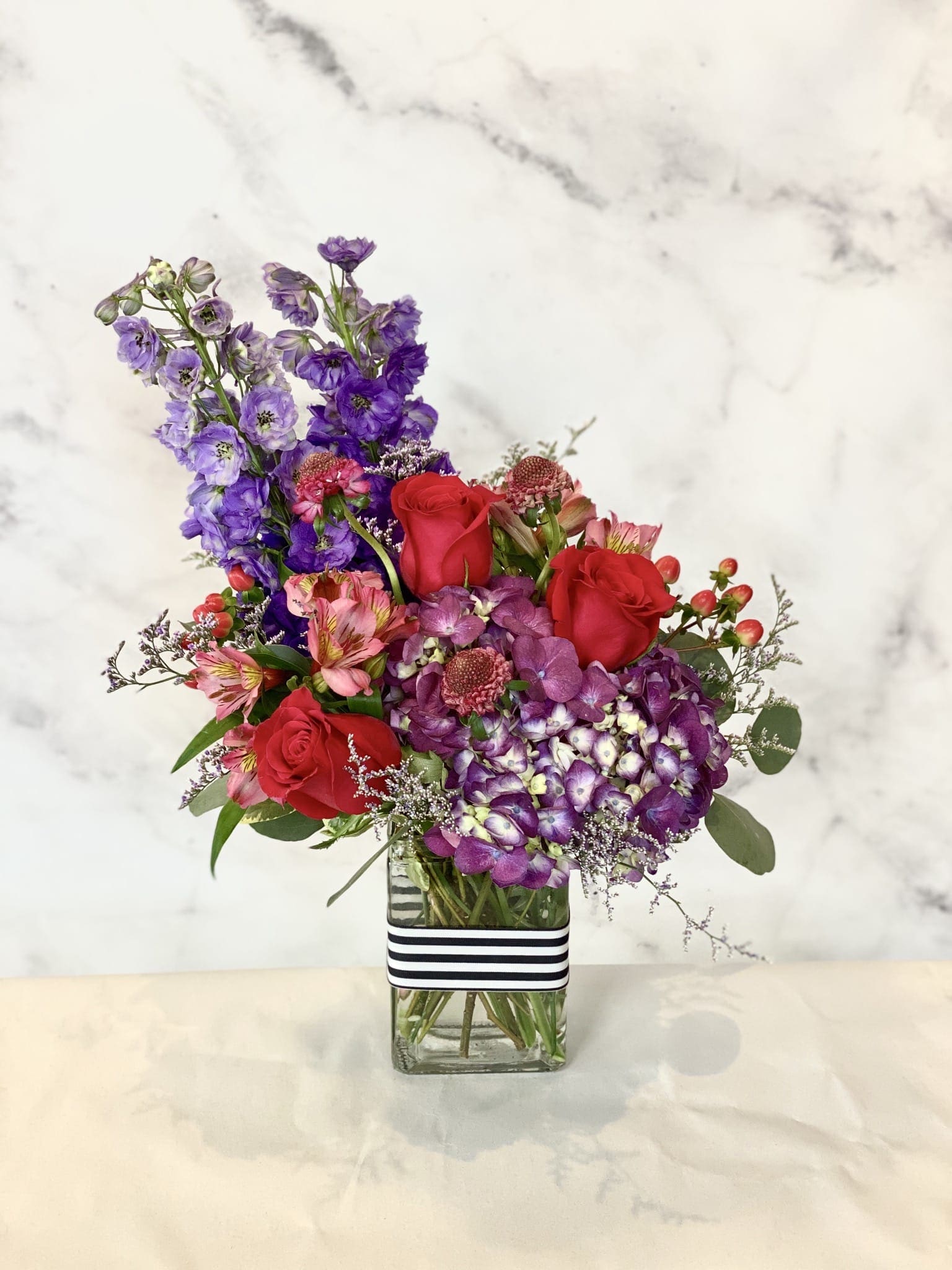 Jewel Tone Vase Arrangement By Lauren Quinn Flower Boutique