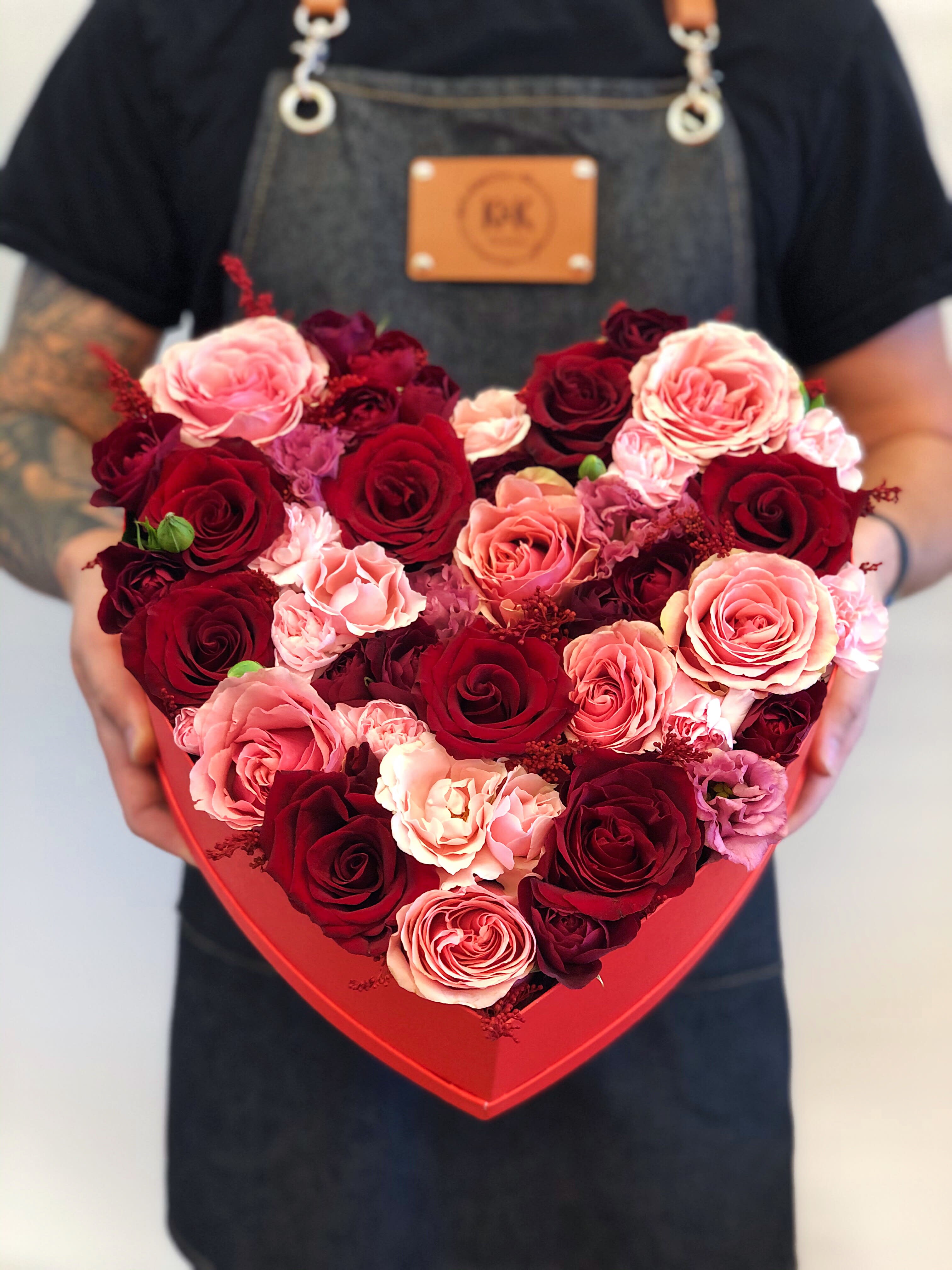 #19 - Heart box arrangement red & pink large in Hallandale Beach, FL | K&K Flowers