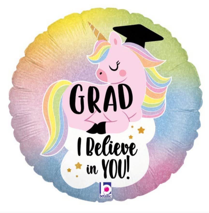 Unicorn Graduation Mylar In Davis Ca Strelitzia Flower Company