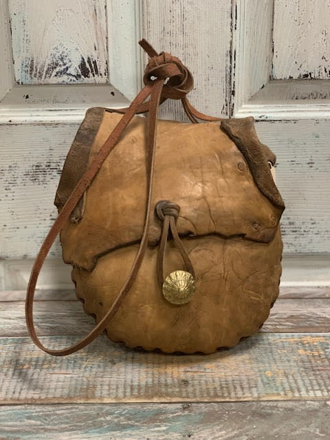 distressed leather bag