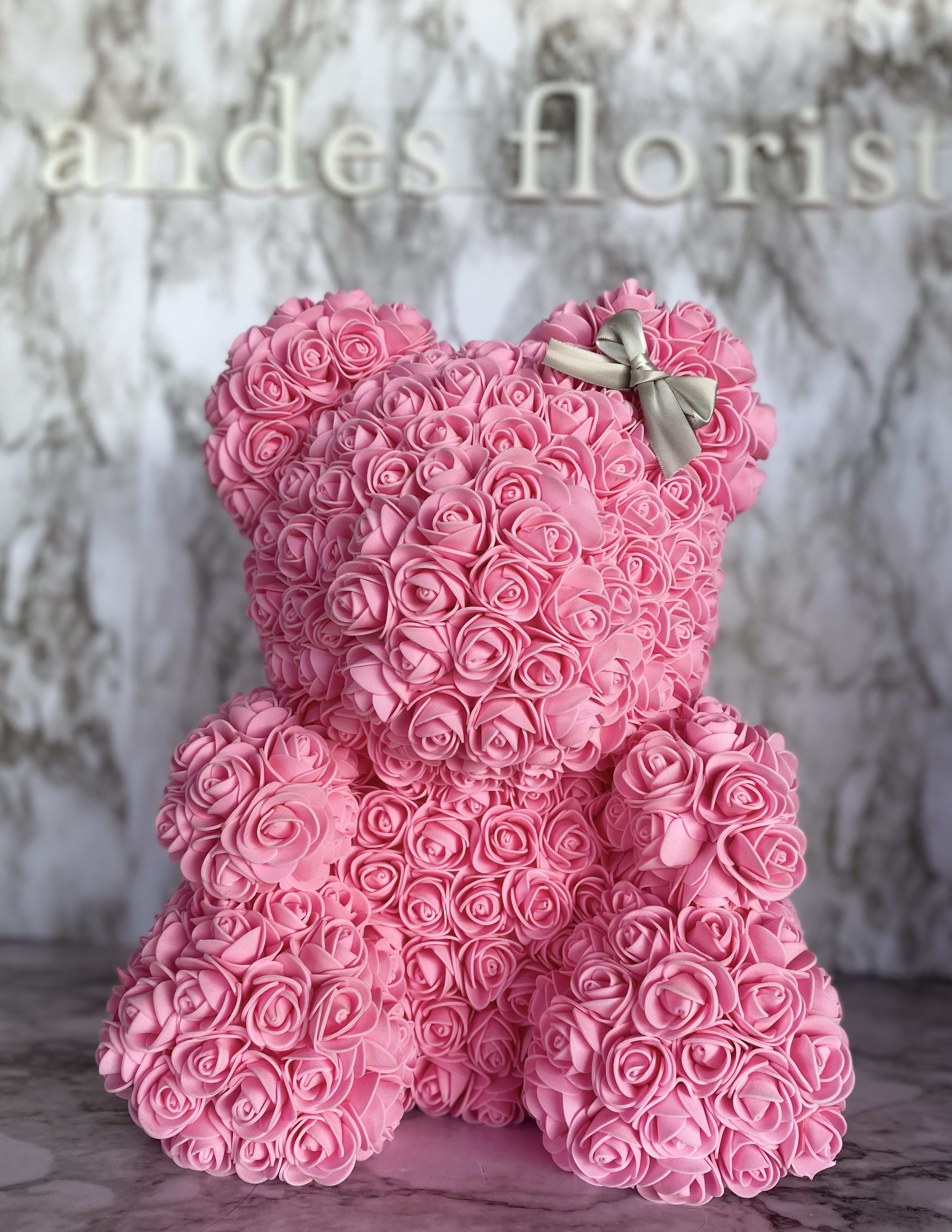 teddy bear made out of flowers