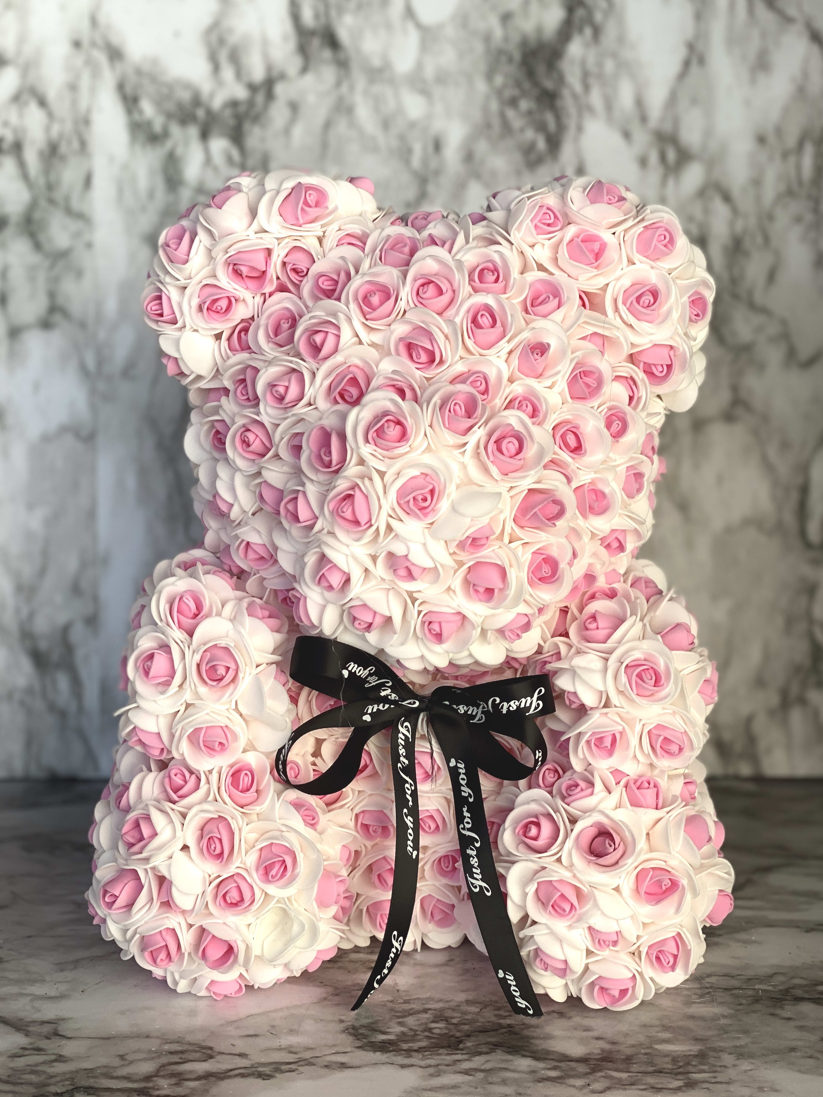 teddy made of roses