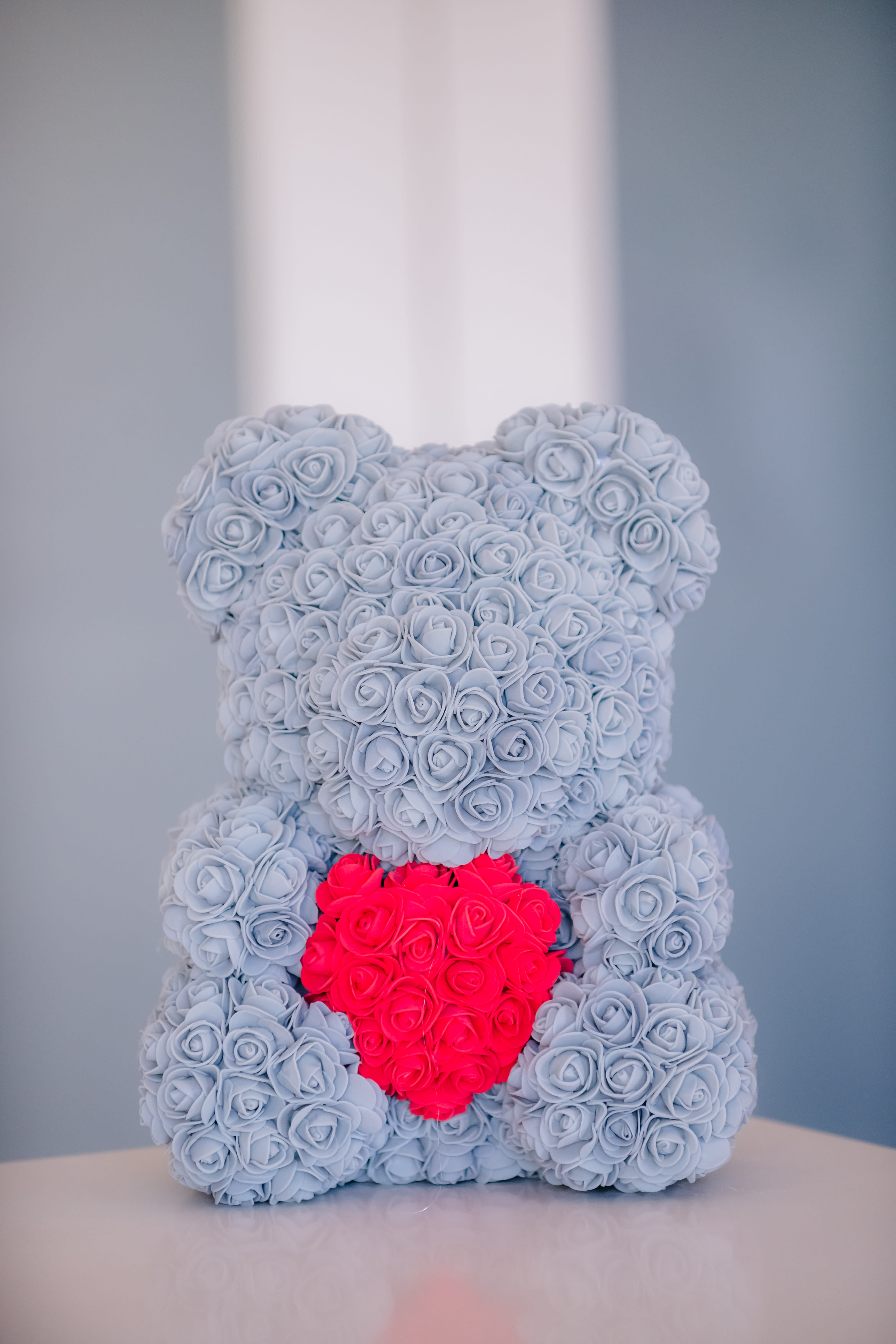 rose teddy bear blue