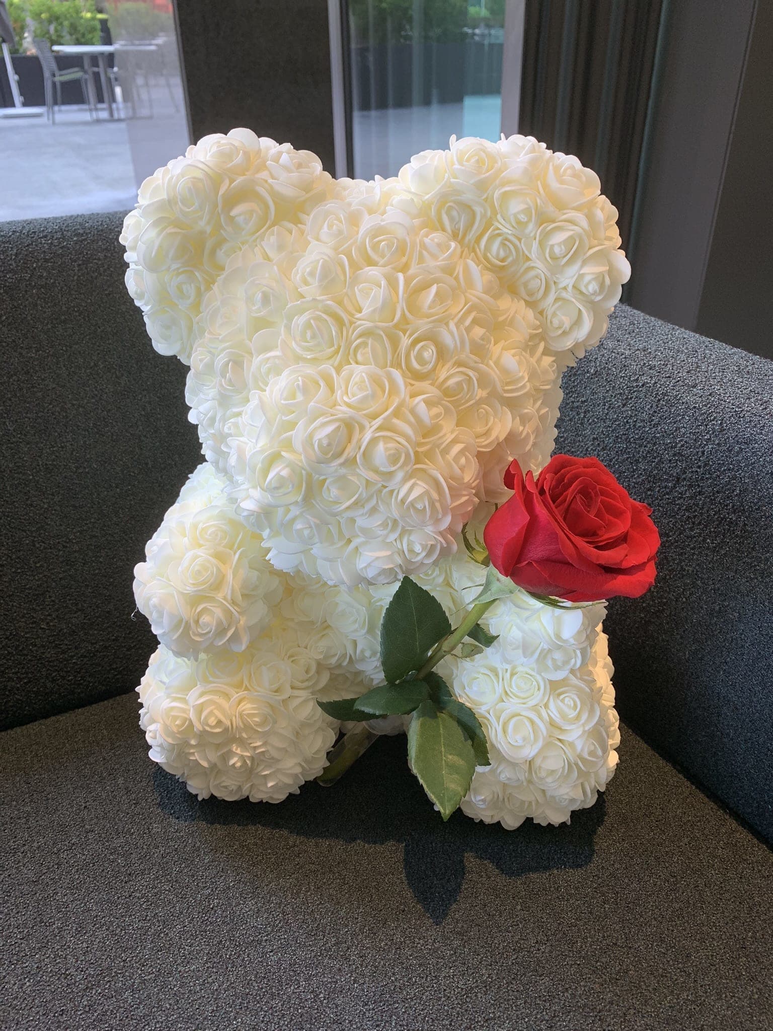 rose teddy bear real roses