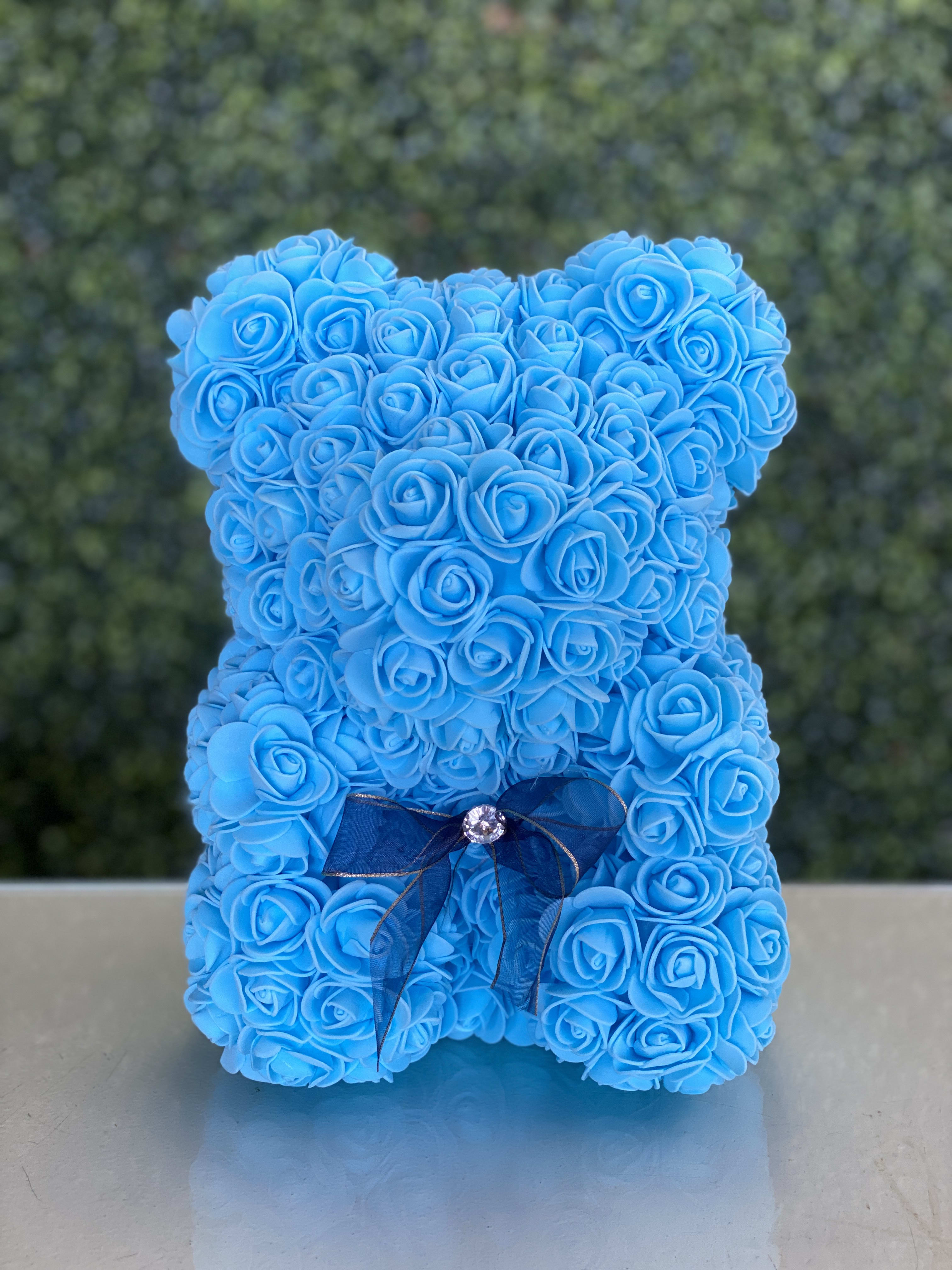 blue rose teddy bear