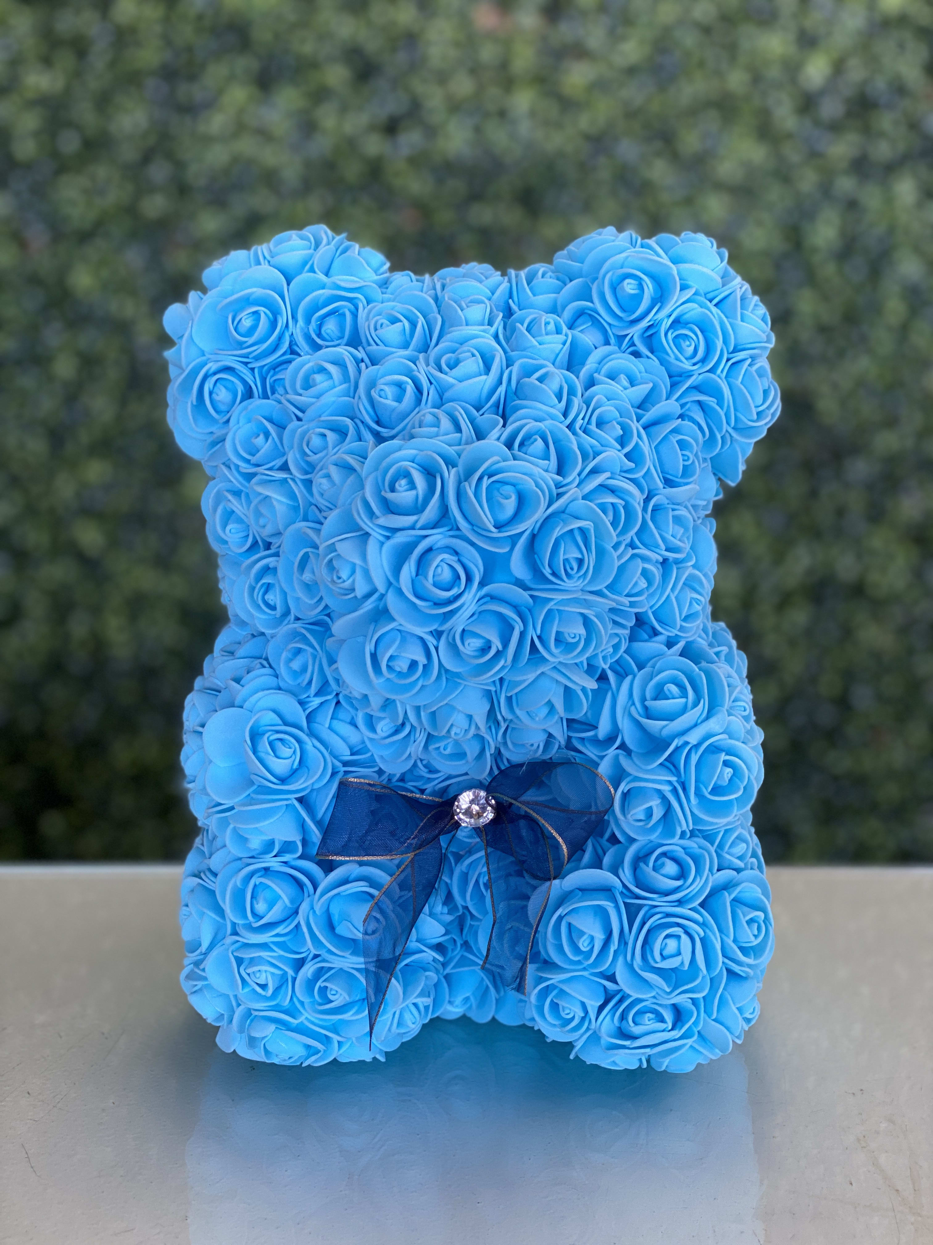 rose teddy bear blue