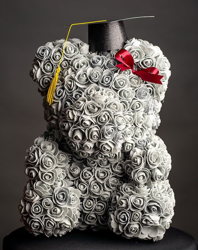 gray rose teddy bear