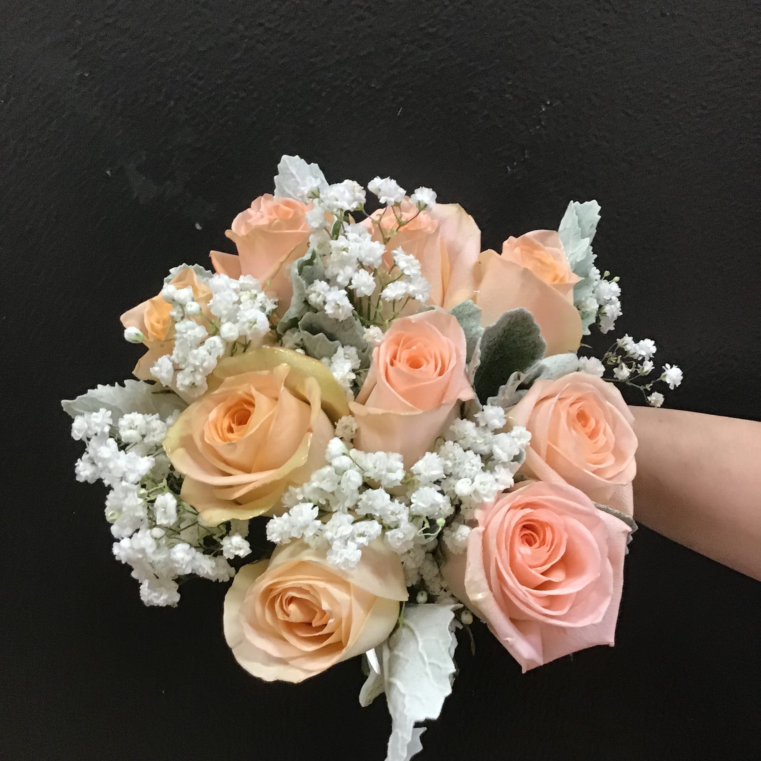 Peach roses bridal bouquet in Oakland, CA From the Heart Florist