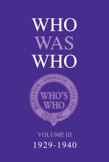 Who Was Who Volume III (1929-1940) cover