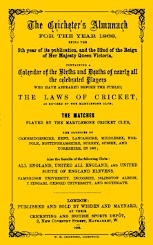 Wisden Cricketers' Almanack 1868 cover