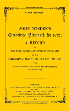 Wisden Cricketers' Almanack 1872 cover