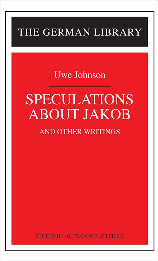 Speculations about Jakob: Uwe Johnson cover