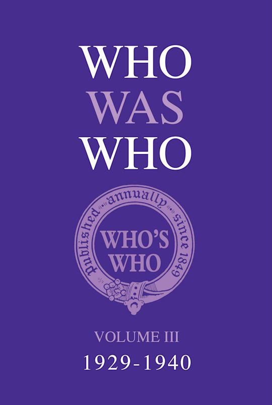 Who Was Who Volume III (1929-1940) cover