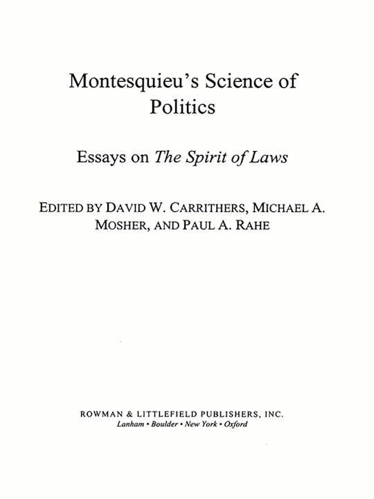 Montesquieu's Science of Politics cover