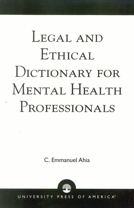 Legal and Ethical Dictionary for Mental Health Professionals cover