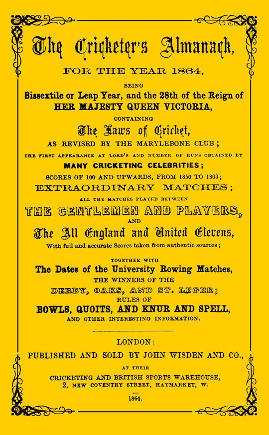 Wisden Cricketers' Almanack 1864 cover