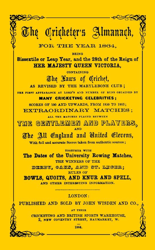 Wisden Cricketers' Almanack 1864 cover