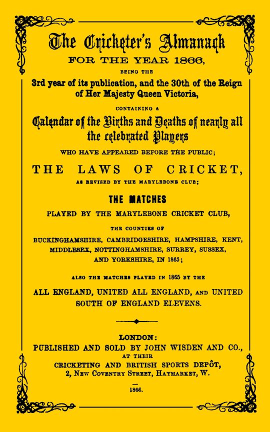 Wisden Cricketers' Almanack 1866 cover