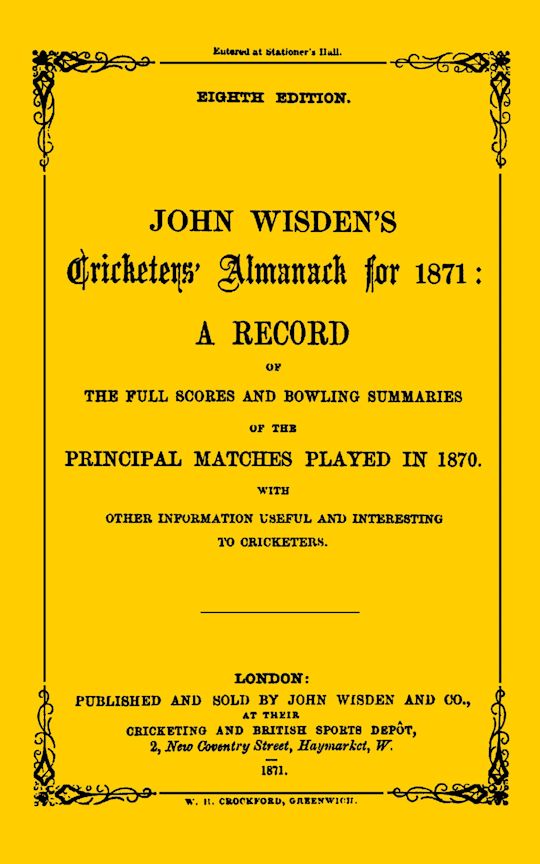 Wisden Cricketers' Almanack 1871 cover