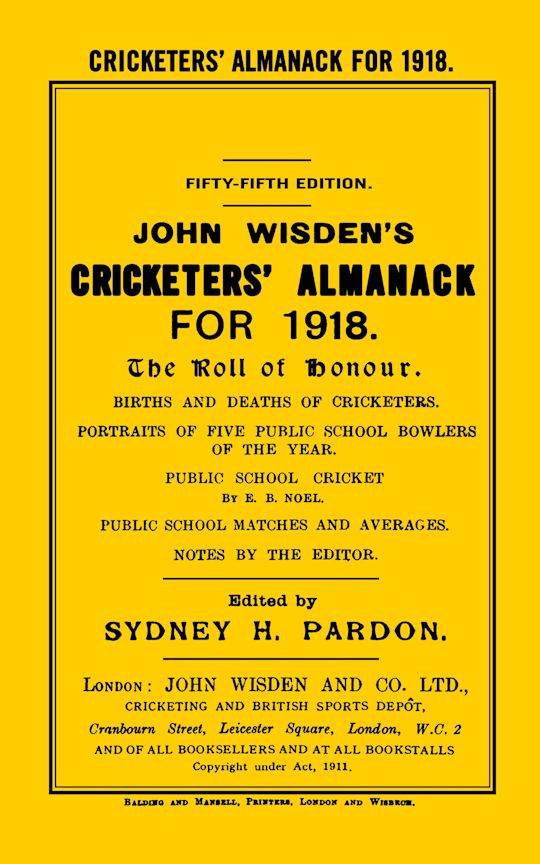 Wisden Cricketers' Almanack 1918 cover