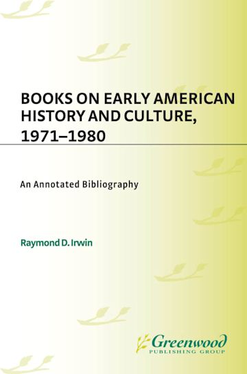 Books on Early American History and Culture, 1971-1980 cover