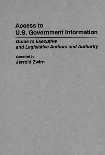 Access to U.S. Government Information cover