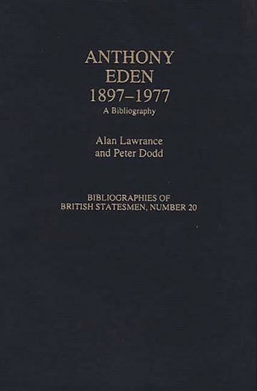 Anthony Eden, 1897-1977 cover