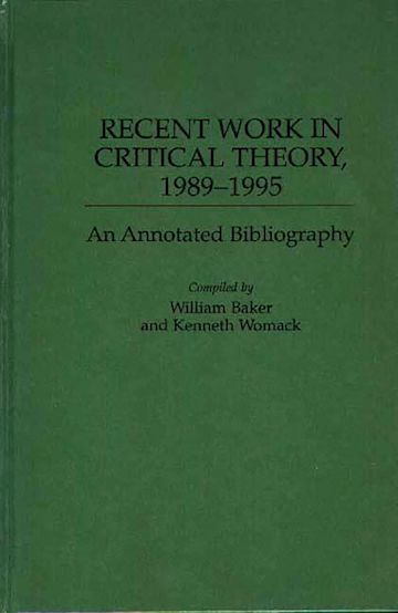 Recent Work in Critical Theory, 1989-1995 cover