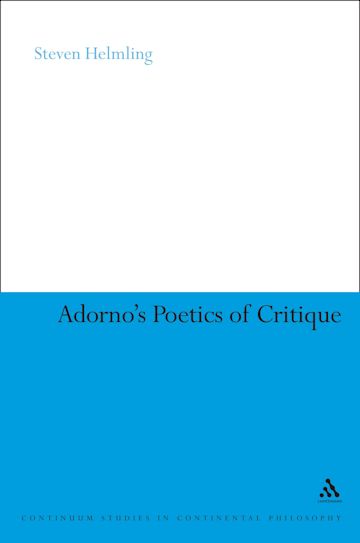 Adorno's Poetics of Critique cover