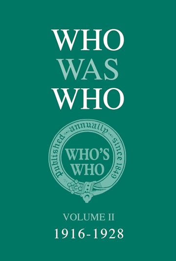 Who Was Who Volume II (1916-1928) cover