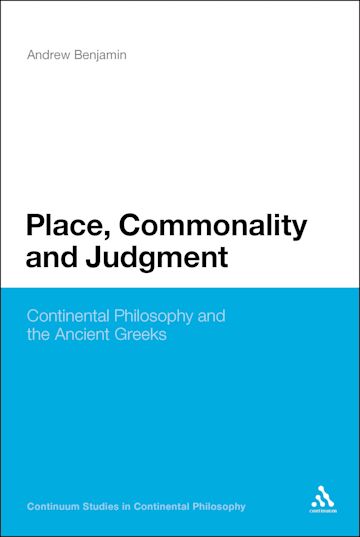 Place, Commonality and Judgment cover