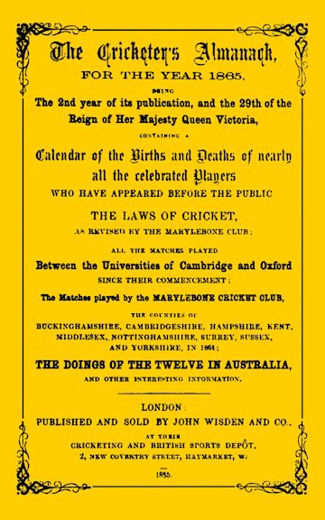 Wisden Cricketers' Almanack 1865 cover