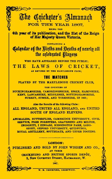 Wisden Cricketers' Almanack 1867 cover