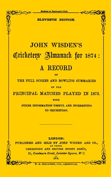 Wisden Cricketers' Almanack 1874 cover