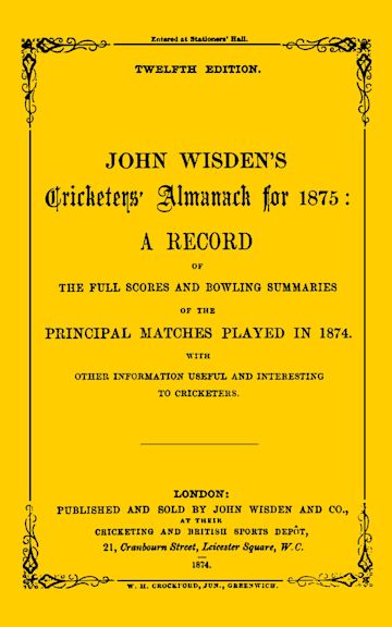 Wisden Cricketers' Almanack 1875 cover