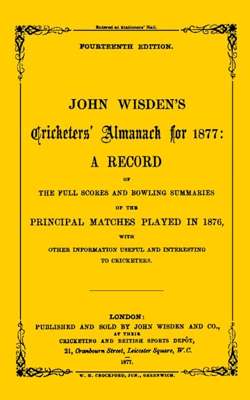 Wisden Cricketers' Almanack 1877 cover