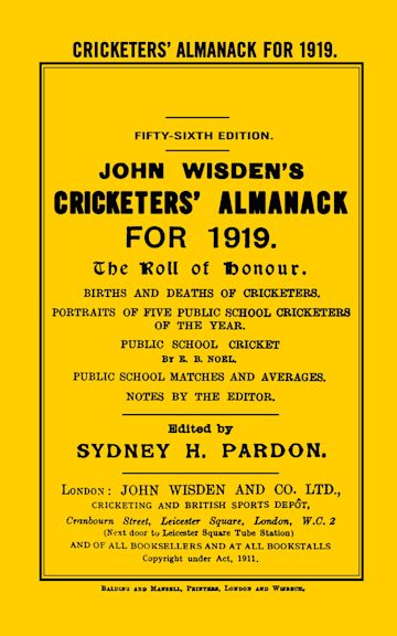 Wisden Cricketers' Almanack 1919 cover