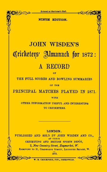 Wisden Cricketers' Almanack 1872 cover