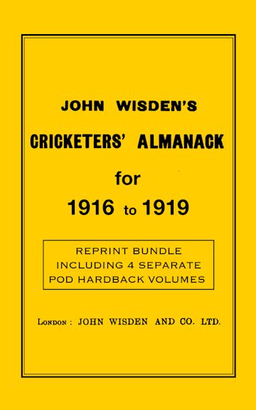 Wisden Cricketers' Almanack 1916 to 1919 cover