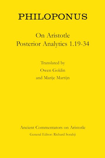 Philoponus: On Aristotle Posterior Analytics 1.19-34 cover