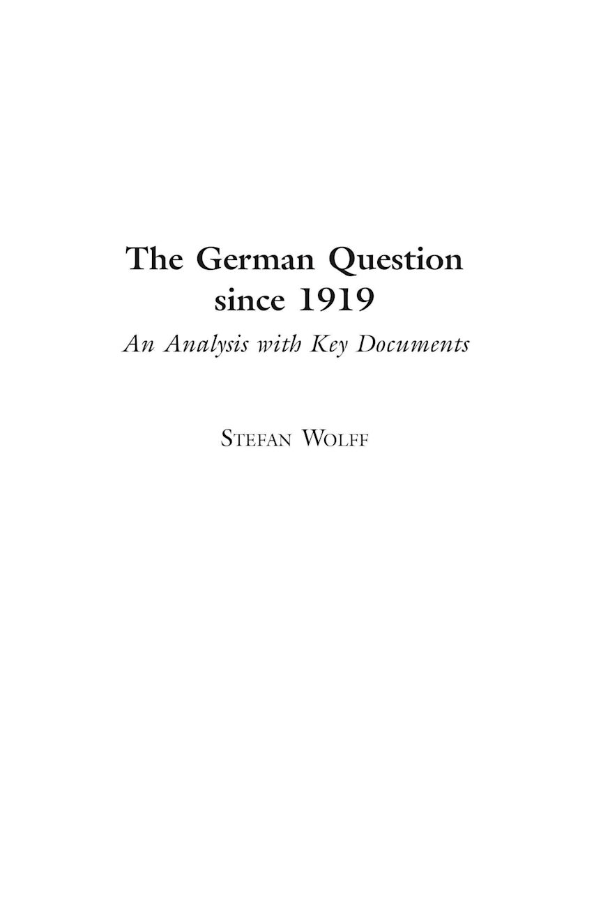 The German Question since 1919 cover