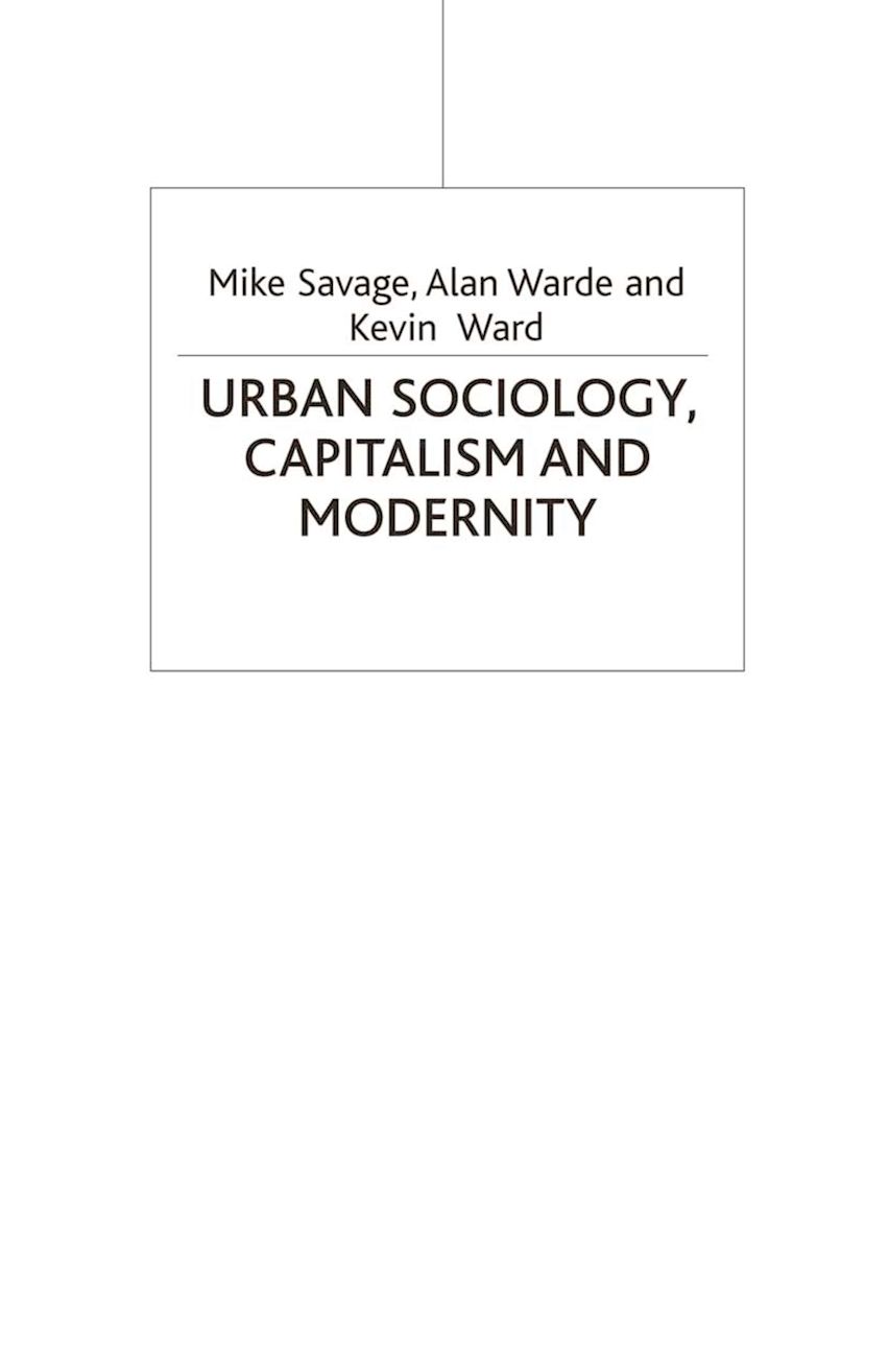 Urban Sociology, Capitalism and Modernity cover