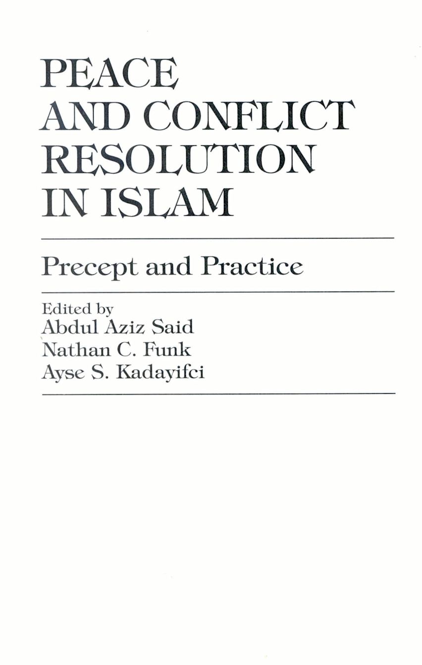 Peace and Conflict Resolution in Islam cover